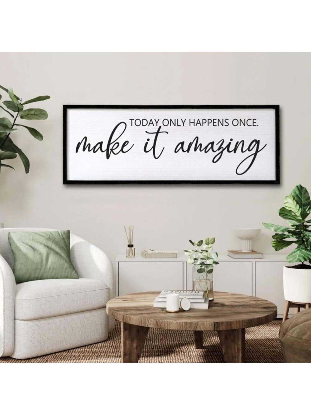 Make It Amazing Wall Sign - Inspirational Home Decor, 40''x15'', Black Design